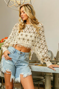 BiBi Dolman Sleeve Flower Crochet Lace Cover Up - Happily Ever Atchison Shop Co.