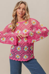 BiBi Floral Crochet Net Lace Cover Up - Happily Ever Atchison Shop Co.