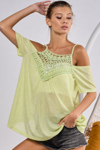 BiBi Front Crochet Lace Adjustable Strap Top - Happily Ever Atchison Shop Co.