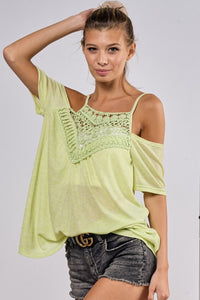 BiBi Front Crochet Lace Adjustable Strap Top - Happily Ever Atchison Shop Co.