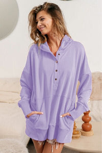 BiBi Half Snap Dropped Shoulder Hoodie - Happily Ever Atchison Shop Co.