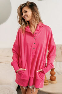 BiBi Half Snap Thumbhole Long Sleeve Hoodie - Happily Ever Atchison Shop Co.