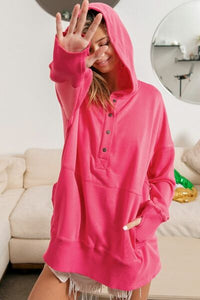 BiBi Half Snap Thumbhole Long Sleeve Hoodie - Happily Ever Atchison Shop Co.