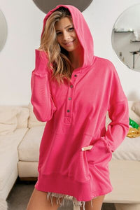 BiBi Half Snap Thumbhole Long Sleeve Hoodie - Happily Ever Atchison Shop Co.