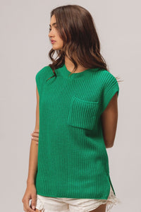 BiBi Patch Pocket Cap Sleeve Sweater Top - Happily Ever Atchison Shop Co.