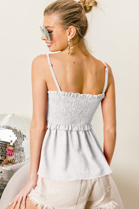 BiBi Ruffle Edge Smocking Babydoll Cami - Happily Ever Atchison Shop Co.