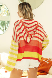 BiBi Striped Color Block Hooded Knit Top - Happily Ever Atchison Shop Co.