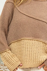 BiBi Texture Detail Contrast Drop Shoulder Sweater - Happily Ever Atchison Shop Co.