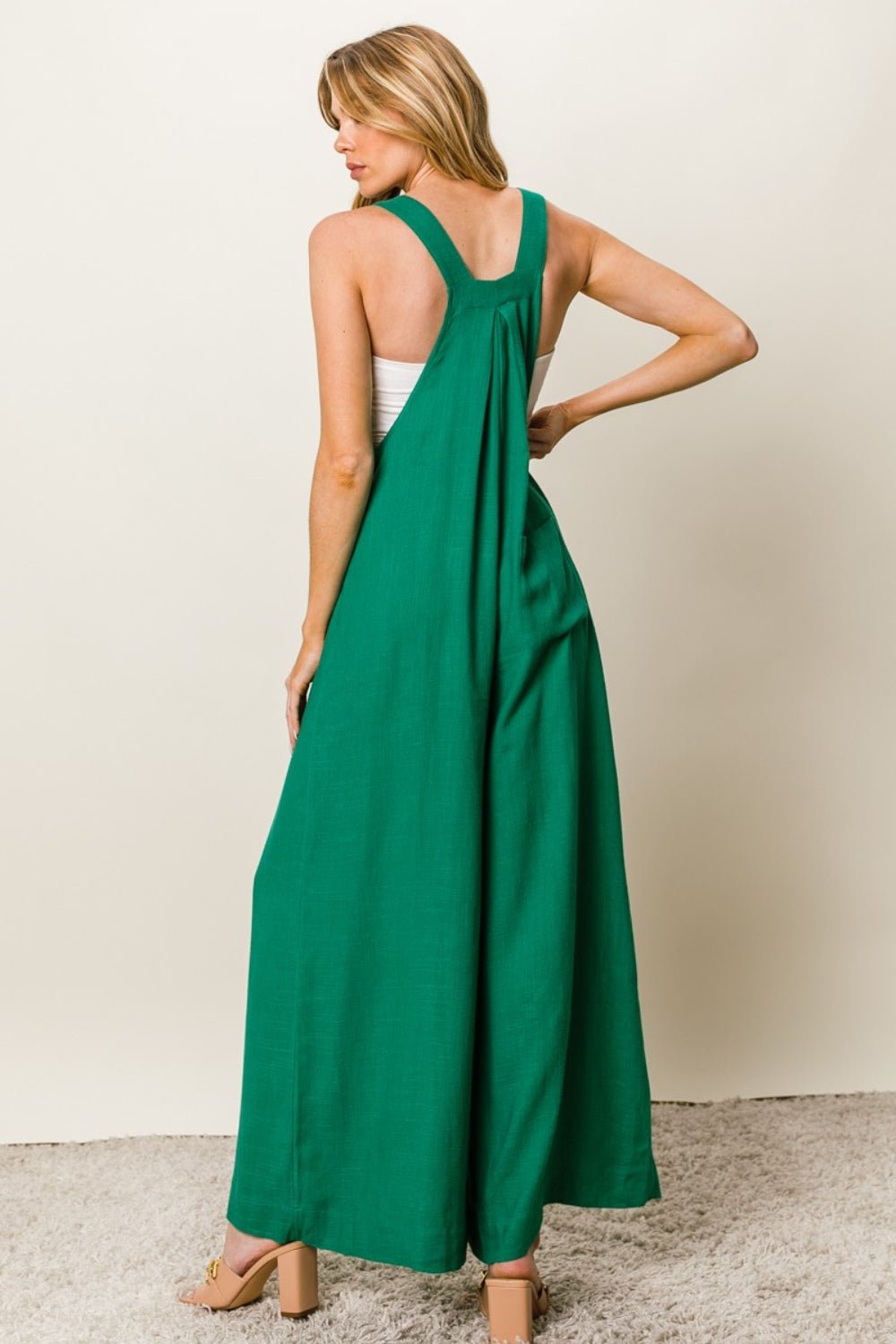 BiBi Texture Sleeveless Wide Leg Jumpsuit - Happily Ever Atchison Shop Co.