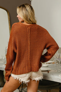 BiBi V - Neck Cable Knit Sweater - Happily Ever Atchison Shop Co.