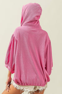 BiBi Waffle-Knit Half Zip Hooded Top - Happily Ever Atchison Shop Co.