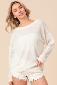 BiBi Waffled Backless Drawstring T-Shirt - Happily Ever Atchison Shop Co.