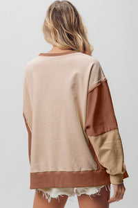 BiBi Washed Color Block Sweatshirt - Happily Ever Atchison Shop Co.