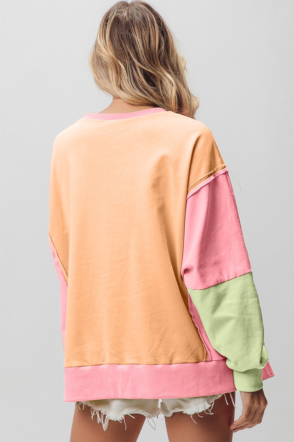 BiBi Washed Color Block Sweatshirt - Happily Ever Atchison Shop Co.