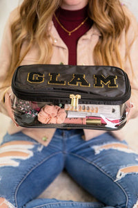 Black Glam Clear Cosmetic Fold Flat Makeup Bag - Happily Ever Atchison Shop Co.