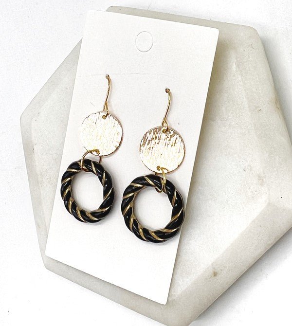 Black Gold Twist Acrylic Metal Earrings - Happily Ever Atchison Shop Co.