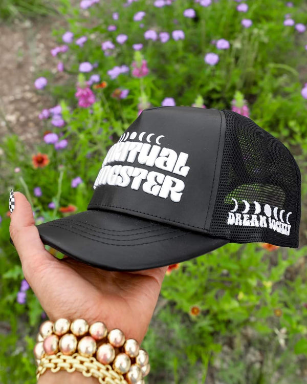 BLACK "SPIRITUAL GANGSTER" TRUCKER HAT - Happily Ever Atchison Shop Co.