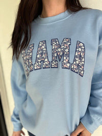 Blue Floral Mama Sweatshirt - Happily Ever Atchison Shop Co.