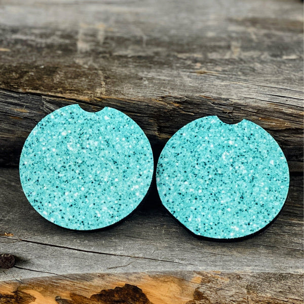 Blue Glitter Car Coasters - Happily Ever Atchison Shop Co.
