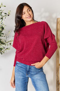 BOMBOM Drop Shoulder Long Sleeve Blouse - Happily Ever Atchison Shop Co.