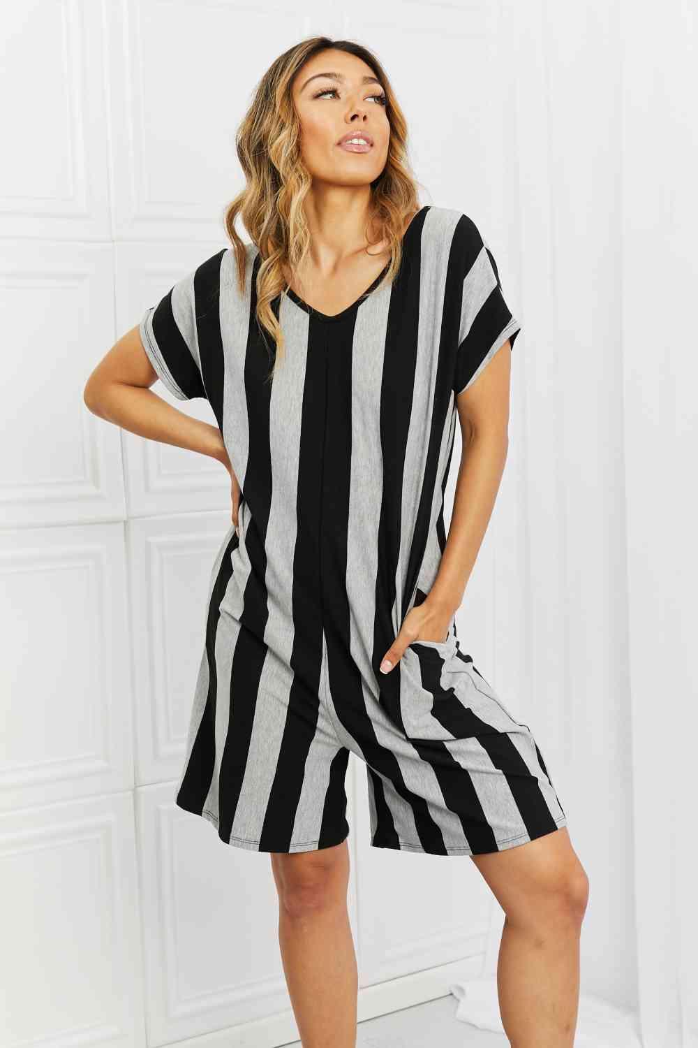 BOMBOM Late Start Striped Romper - Happily Ever Atchison Shop Co.