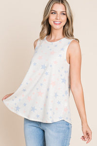 BOMBOM Star Print Round Neck Tank - Happily Ever Atchison Shop Co.