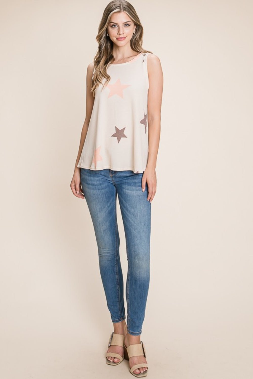 BOMBOM Star Print Round Neck Tank - Happily Ever Atchison Shop Co.