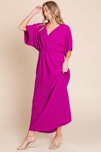 BOMBOM Surplice Maxi Dress with Pockets - Happily Ever Atchison Shop Co.