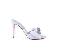 BRAG IN Crystal Bow Satin High Heeled Sandals - Happily Ever Atchison Shop Co.