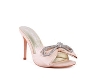 BRAG IN Crystal Bow Satin High Heeled Sandals - Happily Ever Atchison Shop Co.