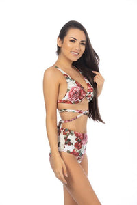 BRALETTE BIKINI FLORAL PRINT WRAP AROUND SET - Happily Ever Atchison Shop Co.