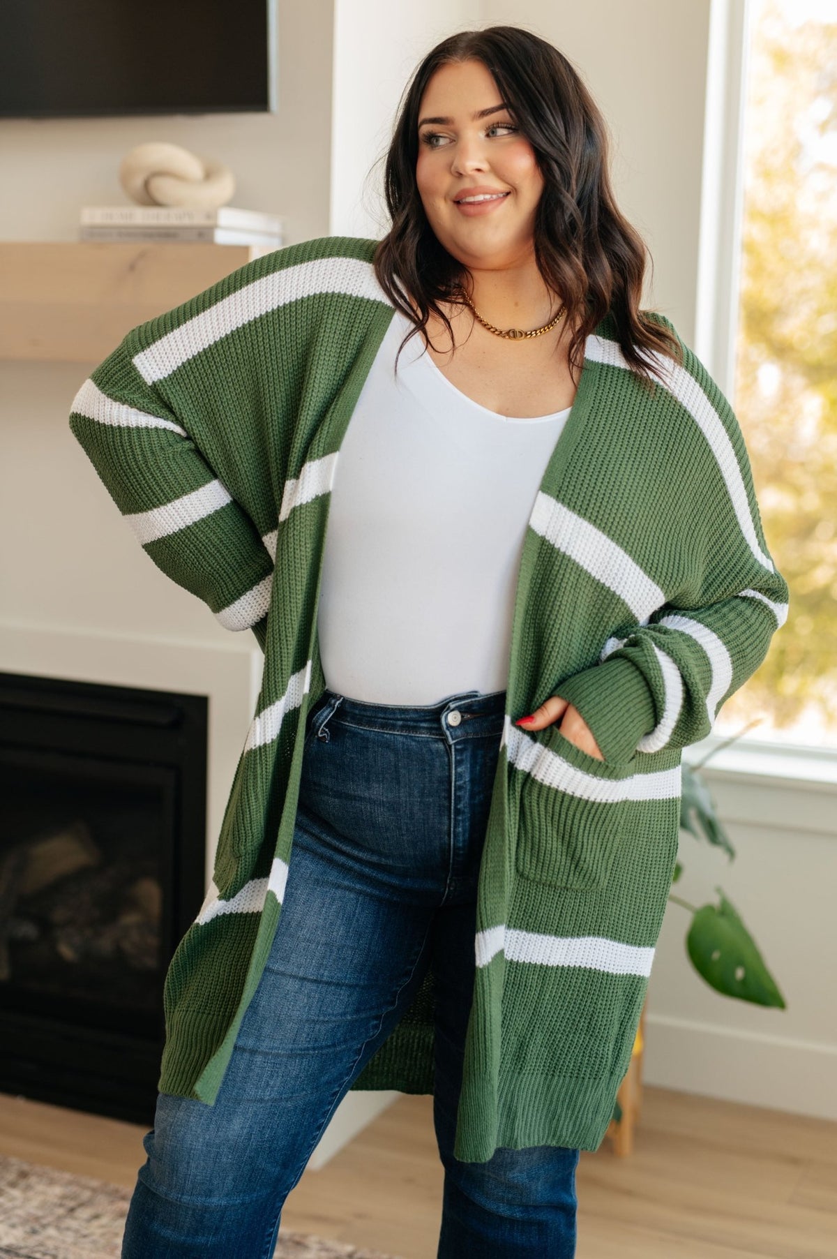 Brighter is Better Striped Cardigan in Green - Happily Ever Atchison Shop Co.