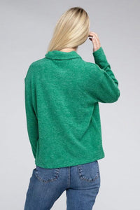 Brushed Melange Hacci Collared Sweater - Happily Ever Atchison Shop Co.