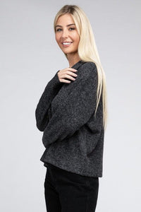 Brushed Melange Hacci Collared Sweater - Happily Ever Atchison Shop Co.