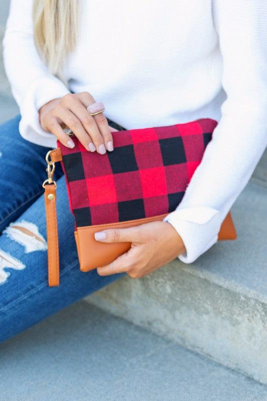 Buffalo Plaid Clutch - Happily Ever Atchison Shop Co.