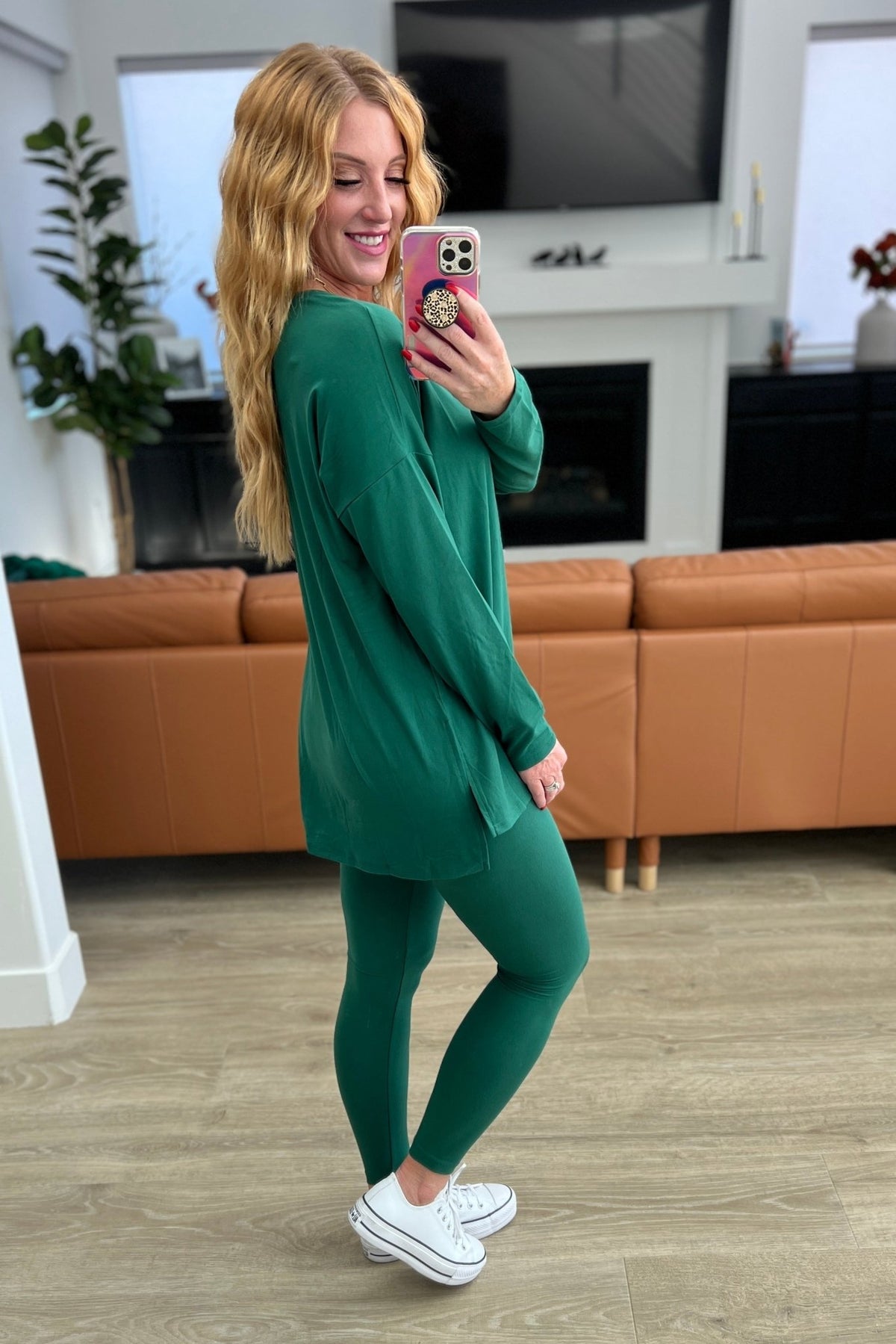 Buttery Soft V-Neck Long Sleeve Loungewear Set in Dark Green - Happily Ever Atchison Shop Co.