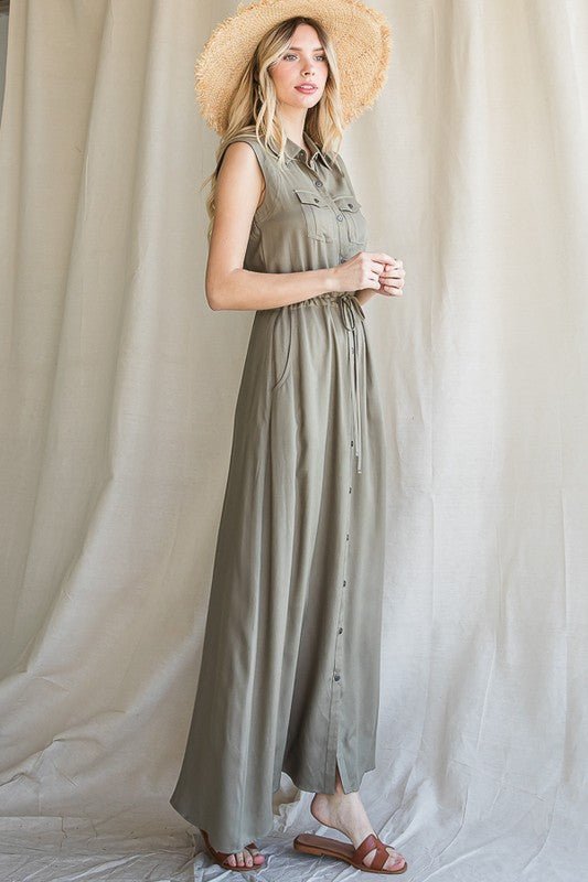 BUTTON DOWN MAXI DRESS - Happily Ever Atchison Shop Co.