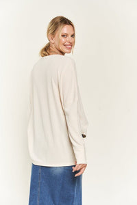 Button Down Side Slit Pullover Knit Top - Happily Ever Atchison Shop Co.