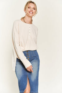 Button Down Side Slit Pullover Knit Top - Happily Ever Atchison Shop Co.