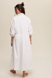 Button Front Puff Sleeve Babydoll Maxi Dress - Happily Ever Atchison Shop Co.