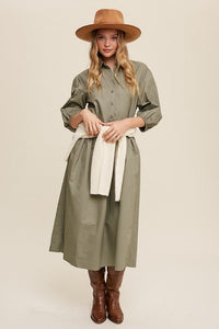 Button Front Puff Sleeve Babydoll Maxi Dress - Happily Ever Atchison Shop Co.