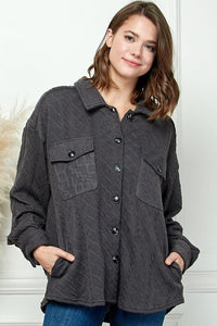 CABLE KNIT BUTTON DOWN SHACKET - Happily Ever Atchison Shop Co.