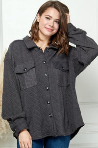 CABLE KNIT BUTTON DOWN SHACKET - Happily Ever Atchison Shop Co.