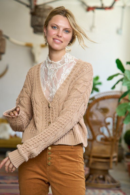 CABLE KNIT CARDIGAN - Happily Ever Atchison Shop Co.