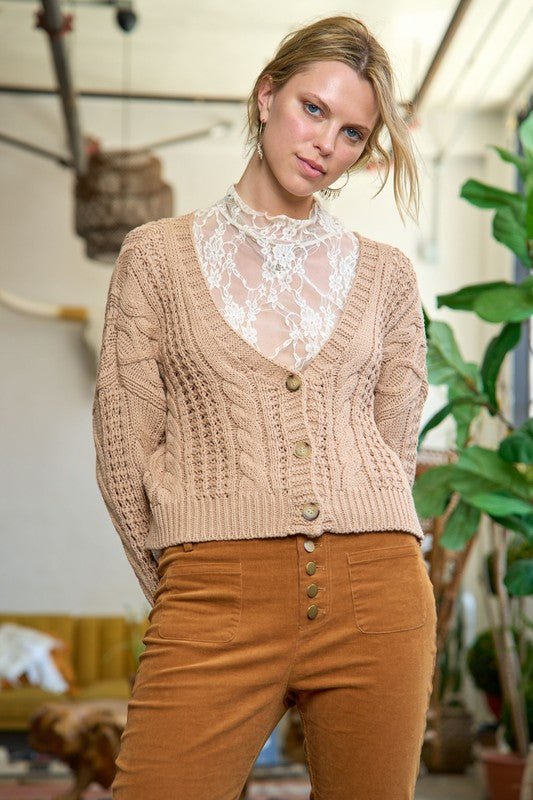 CABLE KNIT CARDIGAN - Happily Ever Atchison Shop Co.