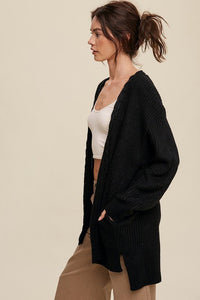 Cable Knit Open Front Long Cardigan - Happily Ever Atchison Shop Co.