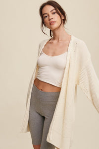 Cable Knit Open Front Long Cardigan - Happily Ever Atchison Shop Co.