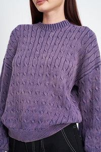 CABLE KNIT TOP WITH BUBBLE SLEEVES - Happily Ever Atchison Shop Co.