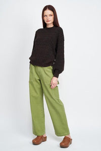 CABLE KNIT TOP WITH BUBBLE SLEEVES - Happily Ever Atchison Shop Co.