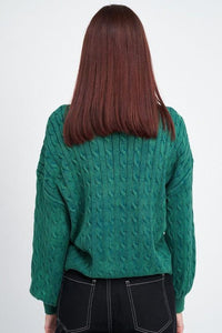 CABLE KNIT TOP WITH BUBBLE SLEEVES - Happily Ever Atchison Shop Co.